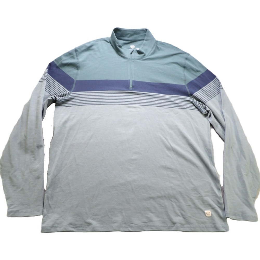 Marine Layer The Air Quarter Zip Pullover Men XL Blue Green Stripe Tencel Casual